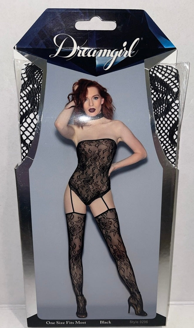 Flirty Lace Teddy with Stockings