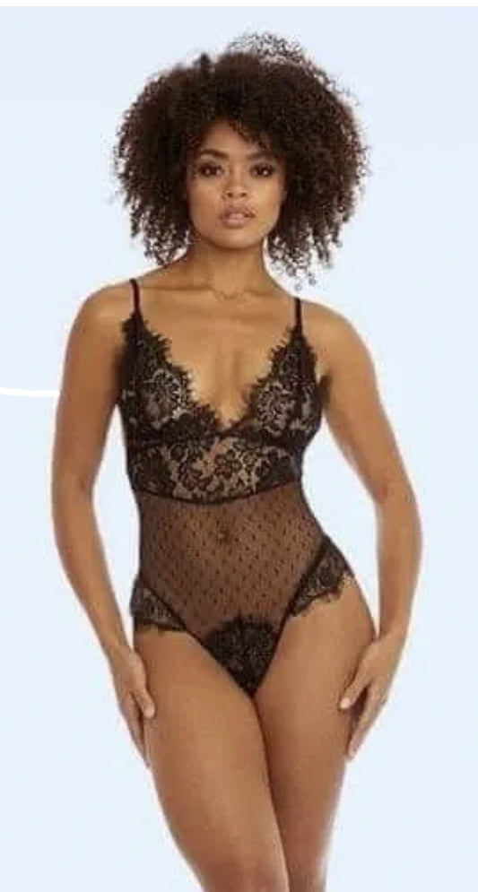 Eyelash Lace & Dotted Mesh Teddy